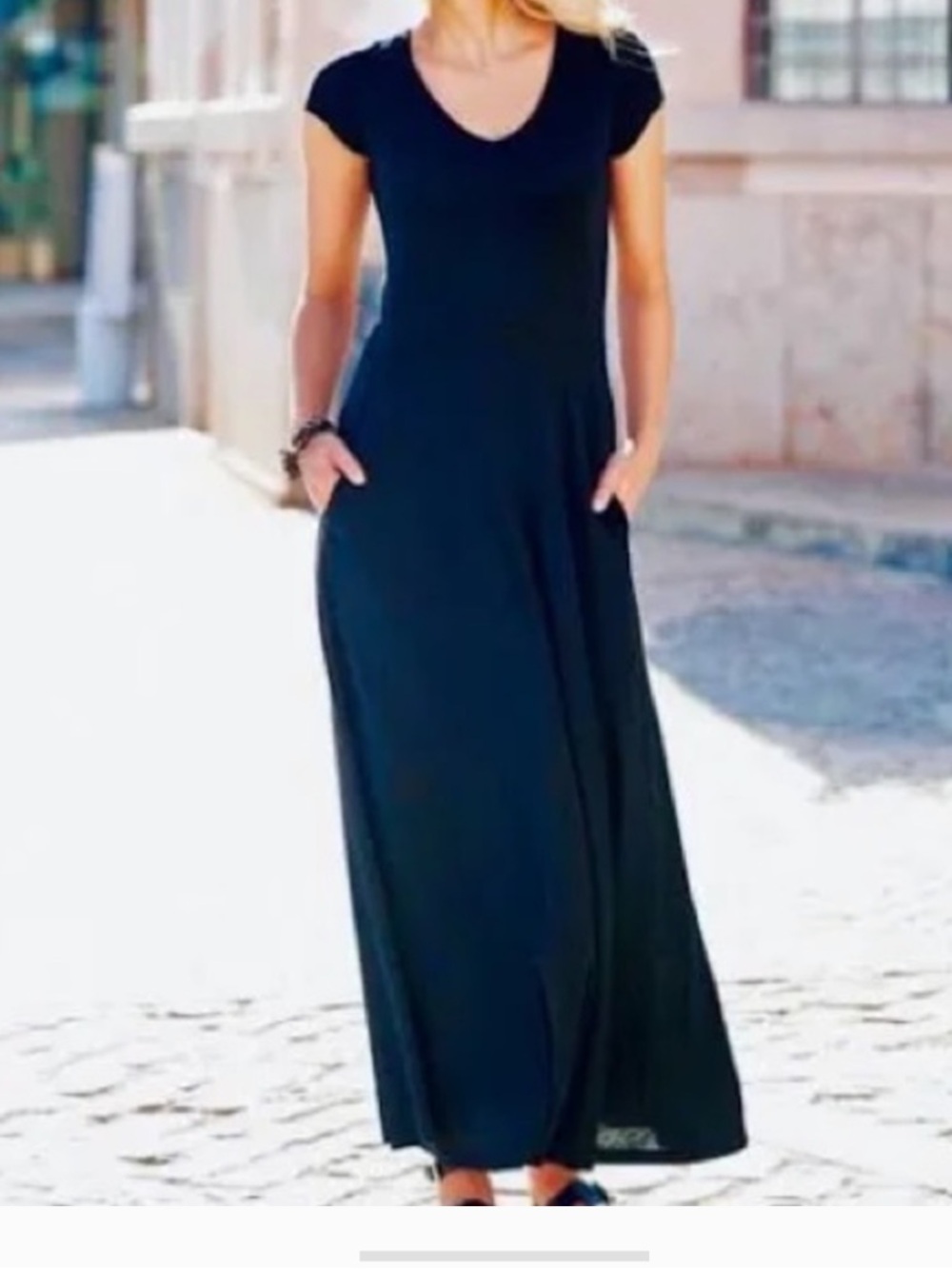 Peruvian Connection Black Short Sleeve Maxi Dress